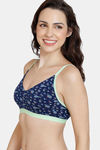 Zivame Hand Drawn Double Layered Non Wired 3/4Th Coverage T-Shirt Bra - Medieval Blue — thumbnail 4